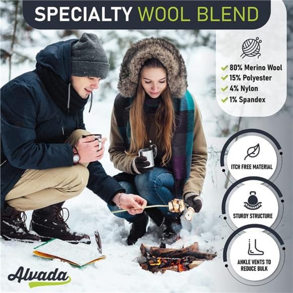 Alvada Warm Thermal Wool Socks for Winter Moisture Wicking and Breathable - Picture 6 of 7